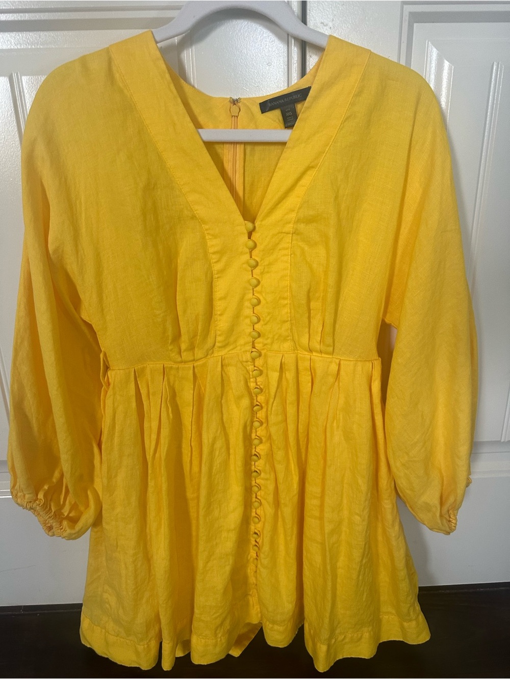 Banana Republic Yellow 100% Linen Mini Dress | XXS | Like New